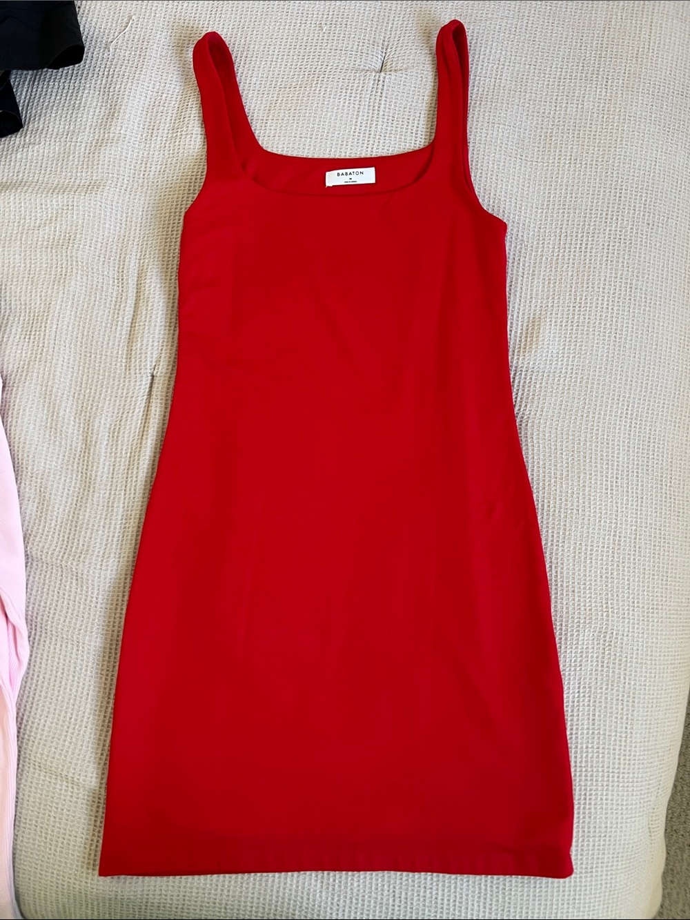 Aritzia Red Square-Neck Mini Tank Dress